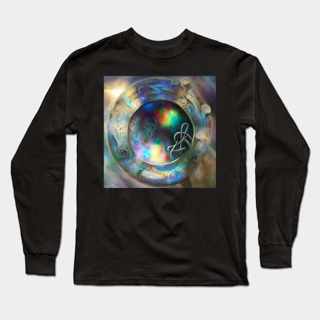 Alien Arcane Aesthic AiArt Rainbow Runes 2 Long Sleeve T-Shirt by Swabcraft